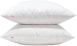 Lancashire Textiles British Made Luxury Duck Feather Cushion Pads Generously Filled with Ethically Sourced Feathers Encased in Pure Cotton Cambric Cover - Pack of 2-20" x 20" (50cm x 50cm)