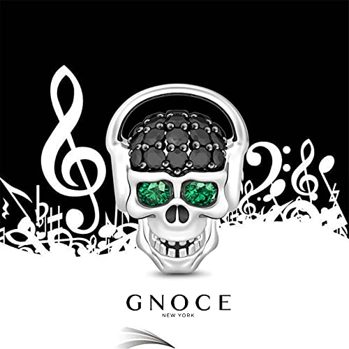 Image of GNOCE Skull Pendant Charm Silver Dangle Charms Bead fit Bracelet /Necklace Jewelry Gift for Women Men