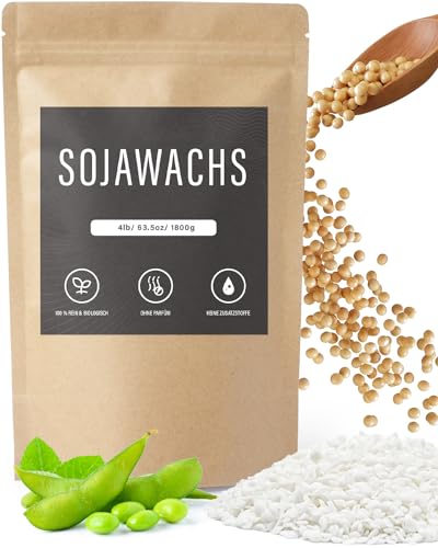 BOYUJK Cera de soja para velas, 1,8 kg, cera de vela natural, 100% cera de soja para o fabrico de velas de cultivo orgânico, sem aditivos, inofensiva e pura