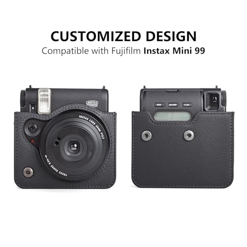 Funda para cámara Fuji Mini 99 de cuero PU negro miniatura 2