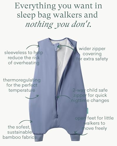 Image of PurComfy Supersoft Toddler Sleep Sack with Feet 1.0 TOG Premium Bamboo Viscose Sleep Bag Walker with Legs 12-18-24-2t-4t-5t