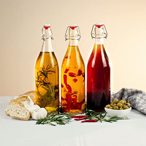 Praknu 6 glazen flessen met beugelsluiting, 1000 ml, 6 extra afdichtingen, 12 etiketten met pen - Image 3