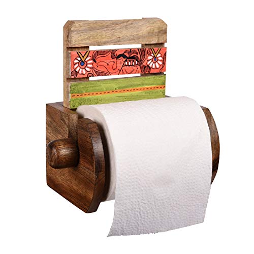Image of Aakriti Art Creations Indian Soul Handcrafted Madhubani Toilet Roll for Home and Kitchen | Kitchen Accessories | Bathroom Organiser | Indian Handicraft | Handcrafted Home Decor Gift