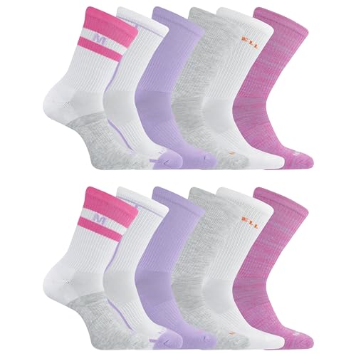 Image of Merrell Men's and Women's Recycled Cushioned Crew Socks-6 & 12 Pairs-Hiking Arch Support