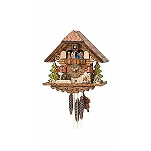 Cuckoo Clock Black forest house, turning mill-wheel