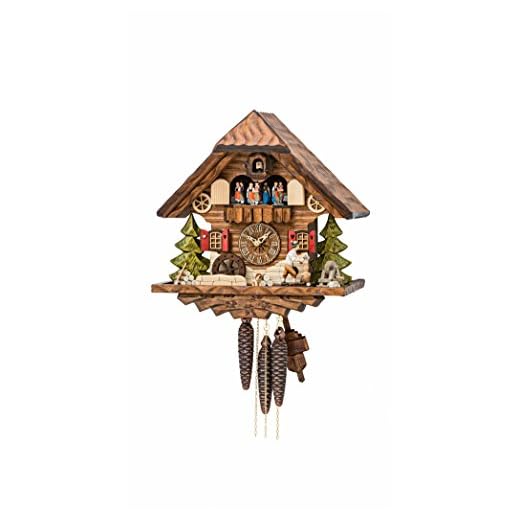 Cuckoo Clock Black forest house, turning mill-wheel