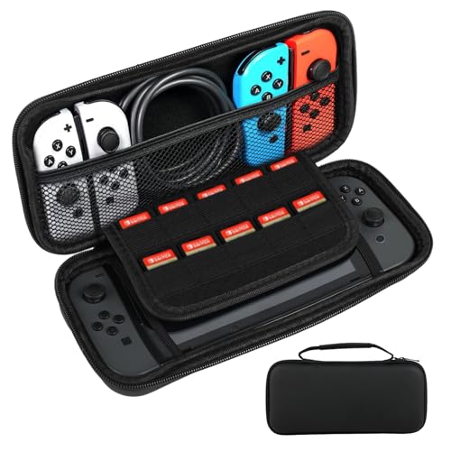 KITDAHOM Nintendo Switch Tasche - Kompatibel Mit Nintendo Switch/Nintendo Switch OLED -Hartschalen-Transporttasche - Mit 10 Spielekartenfächern Und Zusätzlichem Zubehörfach