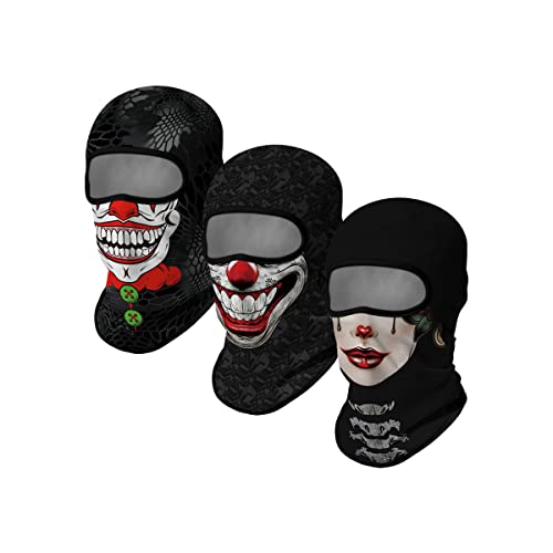 Image of Red Plume 3PCS Balaclava Full Face Mask Ski Mask UV Protection Cover Motorcycle Full Face Mask for Men Women Outdoor Sports