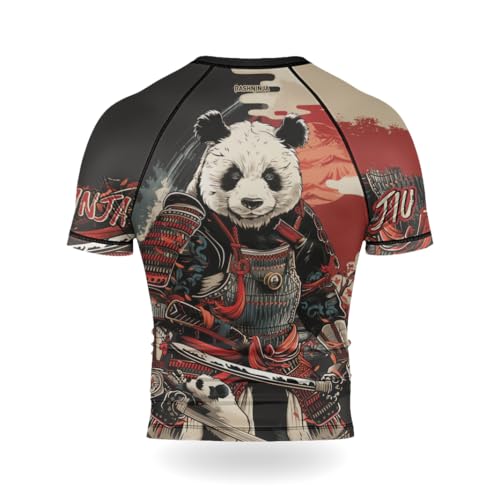 Panda Samurai Compression Short Sleeves Rash Guard for Men Quick Dry BJJ Fightwear MMA Gi No Gi Jiu-Jitsu Muya Thai3