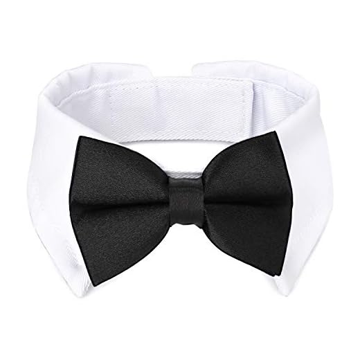 Dog Tuxedo Collar, Segarty Bow Tie Dog Collar, Black Bowtie with Handcrafted Adjustable White Collar Formal Pet Cats Necktie Collar for Small Medium Large Boy Dog Wedding Grooming Bows Birthday Gift