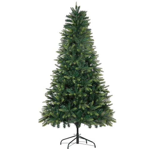 BRINJOY Artificial Christmas Tree, 6FT Xmas Tree with Warm White & Multi-Color Lights, Holiday Tree...