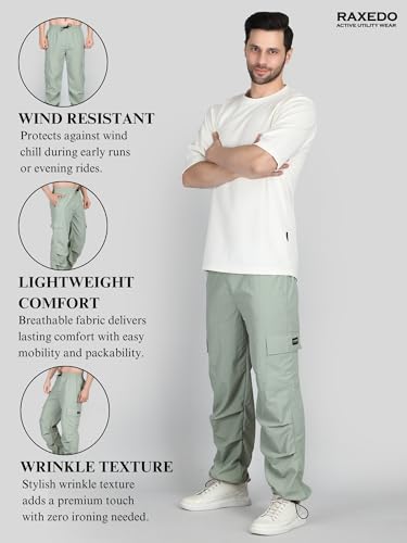 Image of Men's Water-Resistant Parachute Pants | Mens Bottom Wear | Cargo Pants for Men | Korean Pants for Man | Baggy Trackpants | Lightweight Multi-Pocket Utility Fit - Freedom to Move & All-Day Comfort