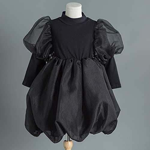 Girls Summer Skirt Dress Fashion Puffy Sleeve Chiffon Black Long Sleeve Princess Dress Birthday Gift Dresses2