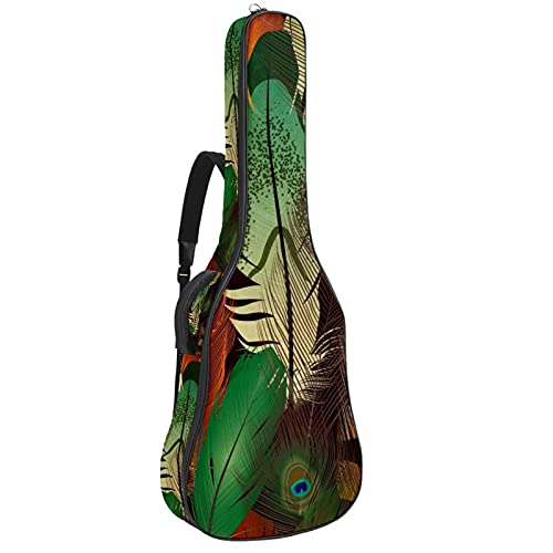 Housse de guitare classique imperméable haut de gamme ornée de plumes de paon
