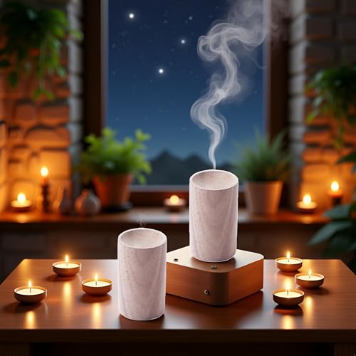 2Pcs Walnut Wood Essential Oil Diffuser, Wooden Aromatherapy Round Office Home Car Diffuser, Small Wooden Diffuser for Essential Oils Aromatherapy Diffusers, Health and Household - Image 7