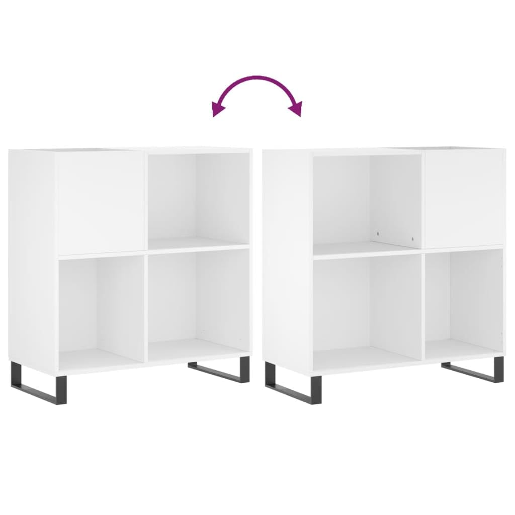 IKAYAA Mueble Tocadiscos, Mueble de Discos de Madera 84,5x38x89 cm, Tocadiscos de Vinilo Stand, Estanteria CD, Mueble para Vinilos, FF23E Blanco