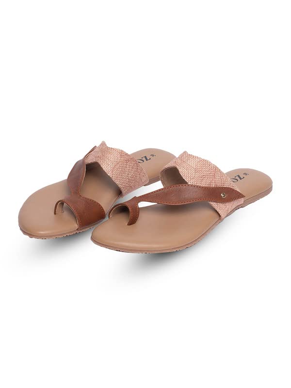 ZOUK Women's Jute Handcrafted Curvy Toe Chappal