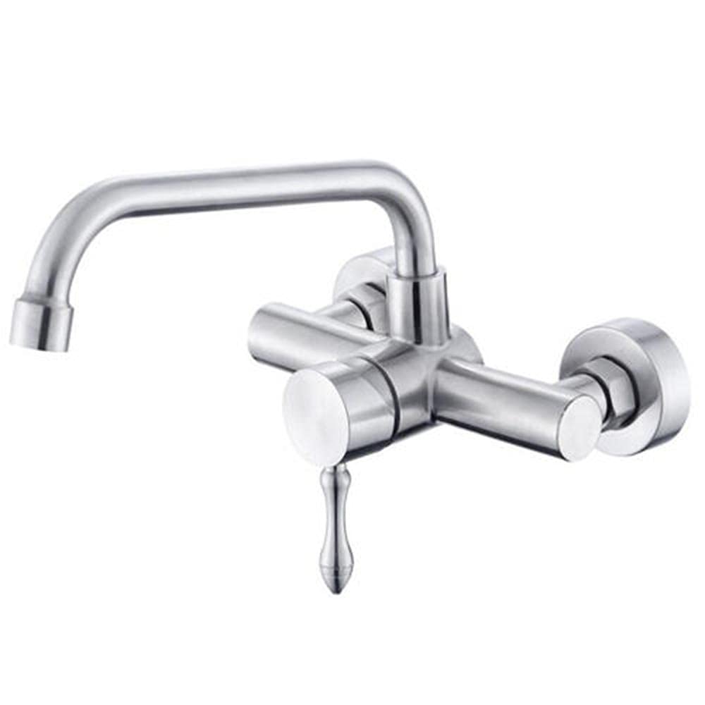 Robinet de cuisine mural en acier inoxydable finition brossée durable