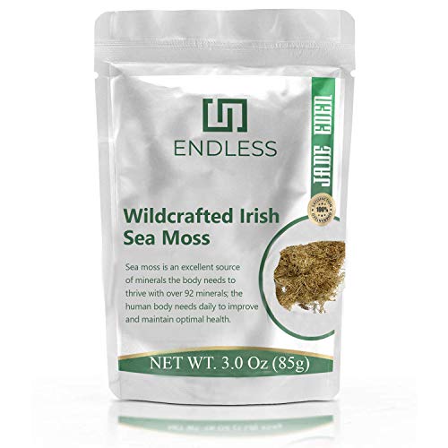 Jamaican Wildcrafted Sea Moss - Real, Authentic, All Natural, Non-GMO, No Preservatives, Raw Irish Sea Moss. Perfect For Making Gel (3 Oz)
