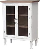 Wood Rustic Cabinet with Glass Doors and Removable Shelves,Easy Assembly Farmhouse Kitchen Dining Buffet Sideboard Storage, Brown