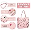 YAMEIZE Strawberry Corduroy Tote Bag for Women Girls Cute Handbags Large Shoulder Bags with Zipper and Pockets for College Work Travel Shopping (Pink) #5