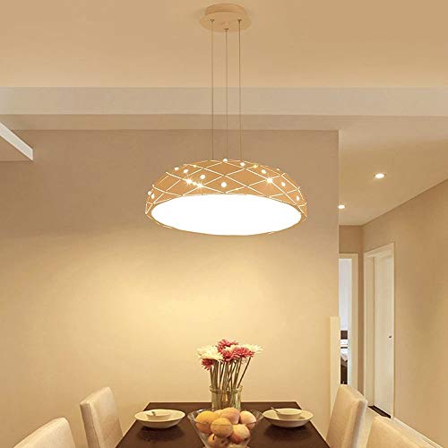 Lustre LED rond en fer blanc et acrylique moderne pour salon