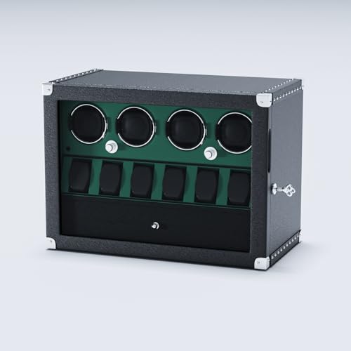 Bobinador de reloj DUKWIN de lujo en acabado lacado de piano y cuero de microfibra 2