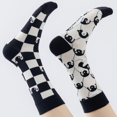 Image of 2 Pairs Cartoon Animal Crew Socks Fun Cotton Mid Calf Socks for Women