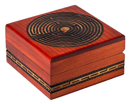 Artisan Owl Polish Handmade Labyrinth Design Wooden Box with Red Interior, Perfect for Keepsakes and Special Items Artisan Owl Polish Handmade Labyrinth Design Wooden Box with Red Interior, Perfect for Keepsakes and Special Items