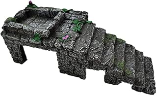 Multifunctional Turtle Reptile Climbing Ladder Basking Platform Resin Rock Hide for Bearded Dragon Leopard Gecko Frog Tortoise,multicolor