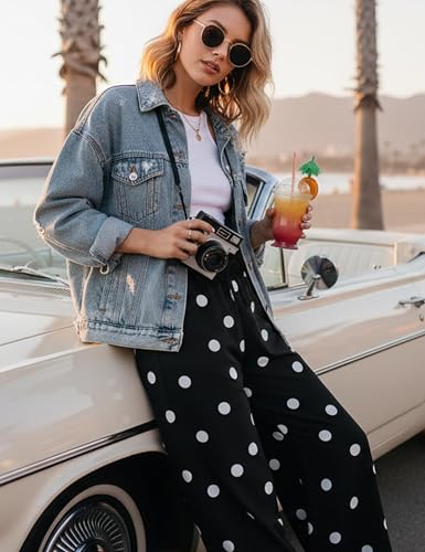 Image of MISSACTIVER Women Drawstring Striped Pants Loose Wide Leg Trousers Casual Low Waist Pants Comfy Lounge Pants with Pockets