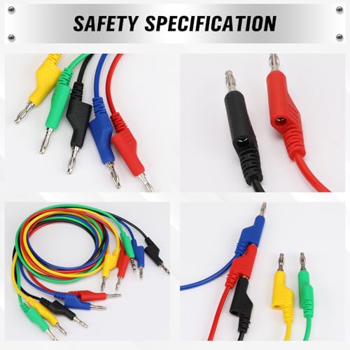 Image of SWANLAKE 5-Piece Dual-Ended Banana Plug Test Leads, 1000V 15A 3.5ft /1M Multimeter Electrical 4mm Banana-Plug, Flexible Copper Banana Cable, Electrical Test Wires