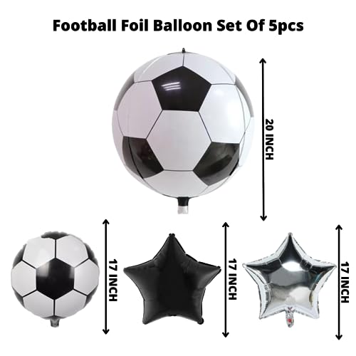 Image of Party Decorz Football Foil Balloon Set Of 5pcs (1pcs 4D Football Foil Balloon +2pcs Football Foil Balloon +2pcs Star Foil Balloon) For Football Theme Party Decoration