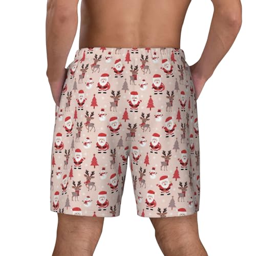 Men's Cute Christmas Holidays Print Quick-Dry Mesh Swim Trunks Stretch Lining Beach Shorts Surfing Summer Vacations Black3