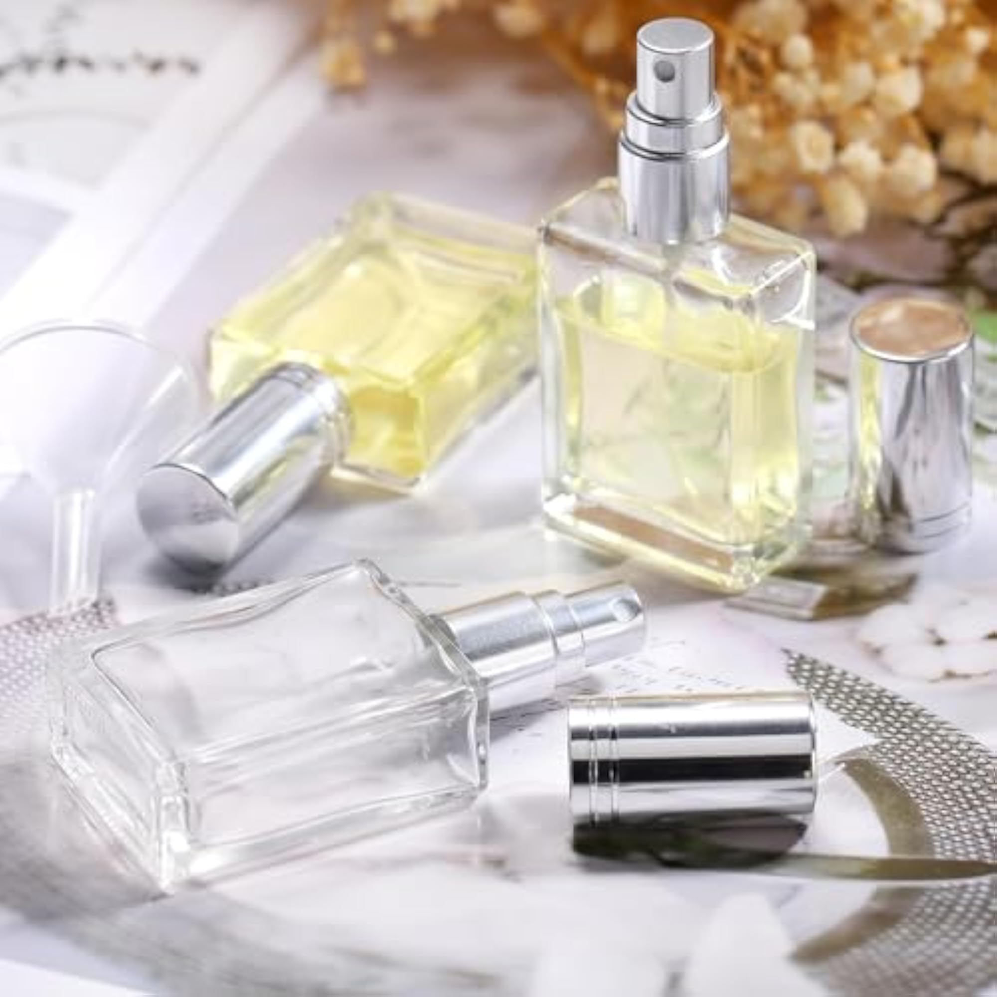 12pcs 10ml Transparent Empty Glass Pocket Bottles with Spray Pump