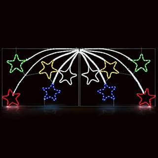 Christow Large Shooting Star Christmas Light Outdoor Wall Decoration, Energy Efficient LED Rope Light Silhouette, Flashing, Mains Operated, 220cm (Multi Coloured)