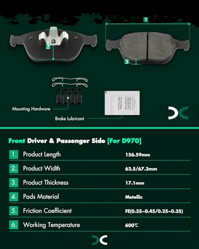 Image of SCITOO D970 Front Metal Brake Pads Sets w /Hardware Replacement For Ford For Transit Connect 2010-2013