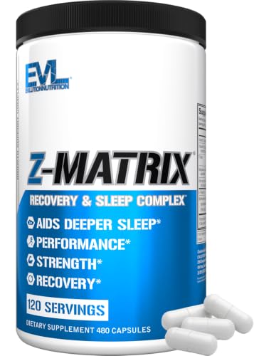 EVL ZMatrix Magnesium & Zinc Muscle Recovery Supplement, 120 Servings, Melatonin Free, Sleep Aid, Post Workout for Men