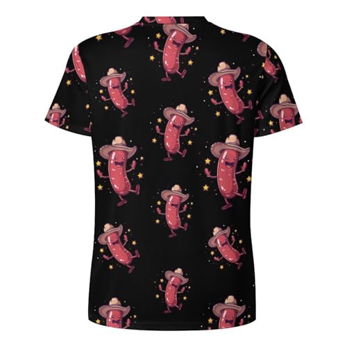 Dancing Sausage Fashion Men's T-Shirts Round Neck Graphic Short Sleeve Classic Tees Tops4