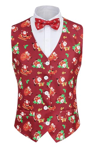 yolsun Mens Christmas Vest Snowflake Tree Graphic Snowman 3D-Print Festival Party Gifts - Main Image