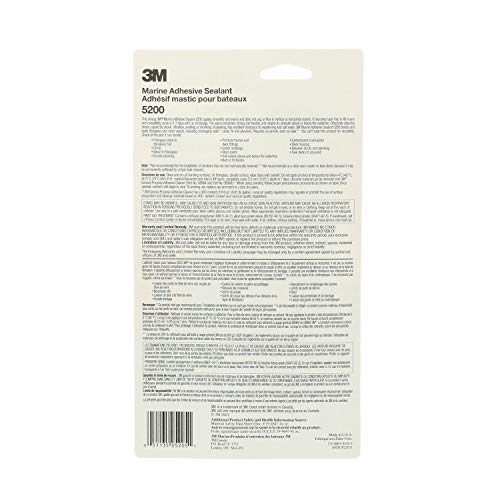 Image of 3M Marine Adhesive Sealant 5200 - Permanent Bonding and Sealing for Boats and RVs Above and Below the Waterline Waterproof Repair, White, 1 oz Tube