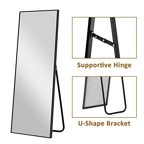 Image of PexFix Full Body Mirror Length with Black Aluminum Alloy Frame Stand Wall Mounted Hanging for Bedroom Bathroom Living Room Decor,55''x16'' (1016)
