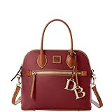Dooney & Bourke Women's Domed Satchel in Pebble Grain Leather, Large Handbag with Adjustable & Detachable Shoulder Strap - Wine
