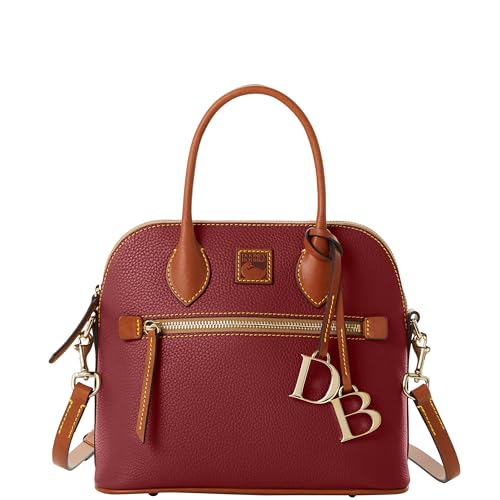 Dooney & Bourke Women's Domed Satchel in Pebble Grain Leather, Large Handbag with Adjustable & Detachable Shoulder Strap - Wine