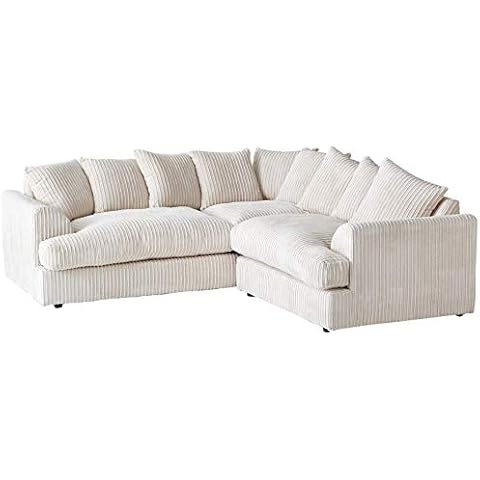Jasper Jumbo Cord Corner Sofa Suite Cream (RIGHT HAN) Cover