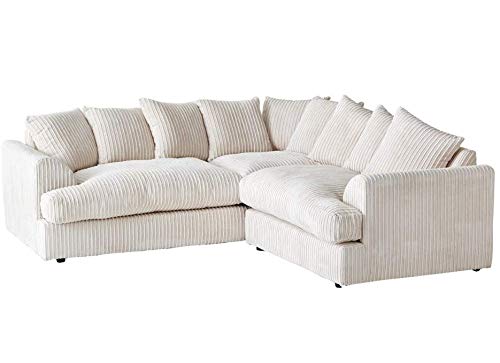 Jasper Jumbo Cord Corner Sofa Suite Cream (RIGHT HAN)