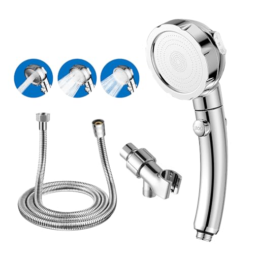 High Pressure Handheld Shower Head,3 Spray Modes rv Shower Heads High Pressure with Handheld,Detachable hand held Showerhead Set Equipped with Stainless Steel Hose and Brackets