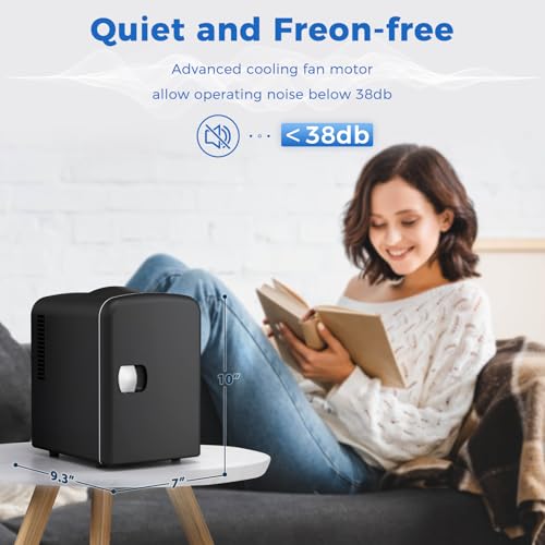Image of Antarctic Star 4L /6 Can Portable Compact Refrigerator for Bedroom,Car,Office & Dorm,Small Cooler for Food /Drinks /Skin Care,AC /DC, Black