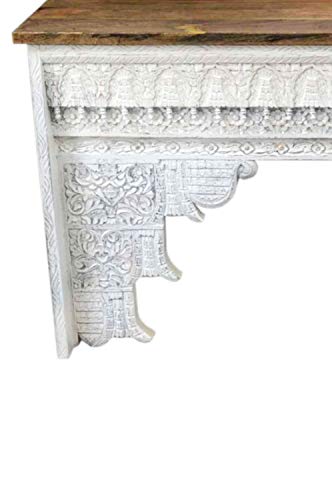 Orientalische Konsole Sideboard schmal Hadidza Weiss 150cm | Orient Vintage Konsolentisch orientalisch handgeschnitzt… – Bild 3