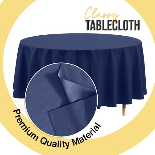 Image of Exquisite Navy Blue Round Tablecloth 84 inch - 48 Pack